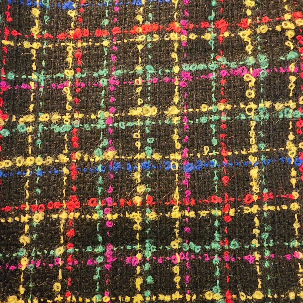 Skirt Tweed Black Yellow Green Red Blue Lined A-line Chaus size 12 1990s NWT Vtg - Picture 2 of 14